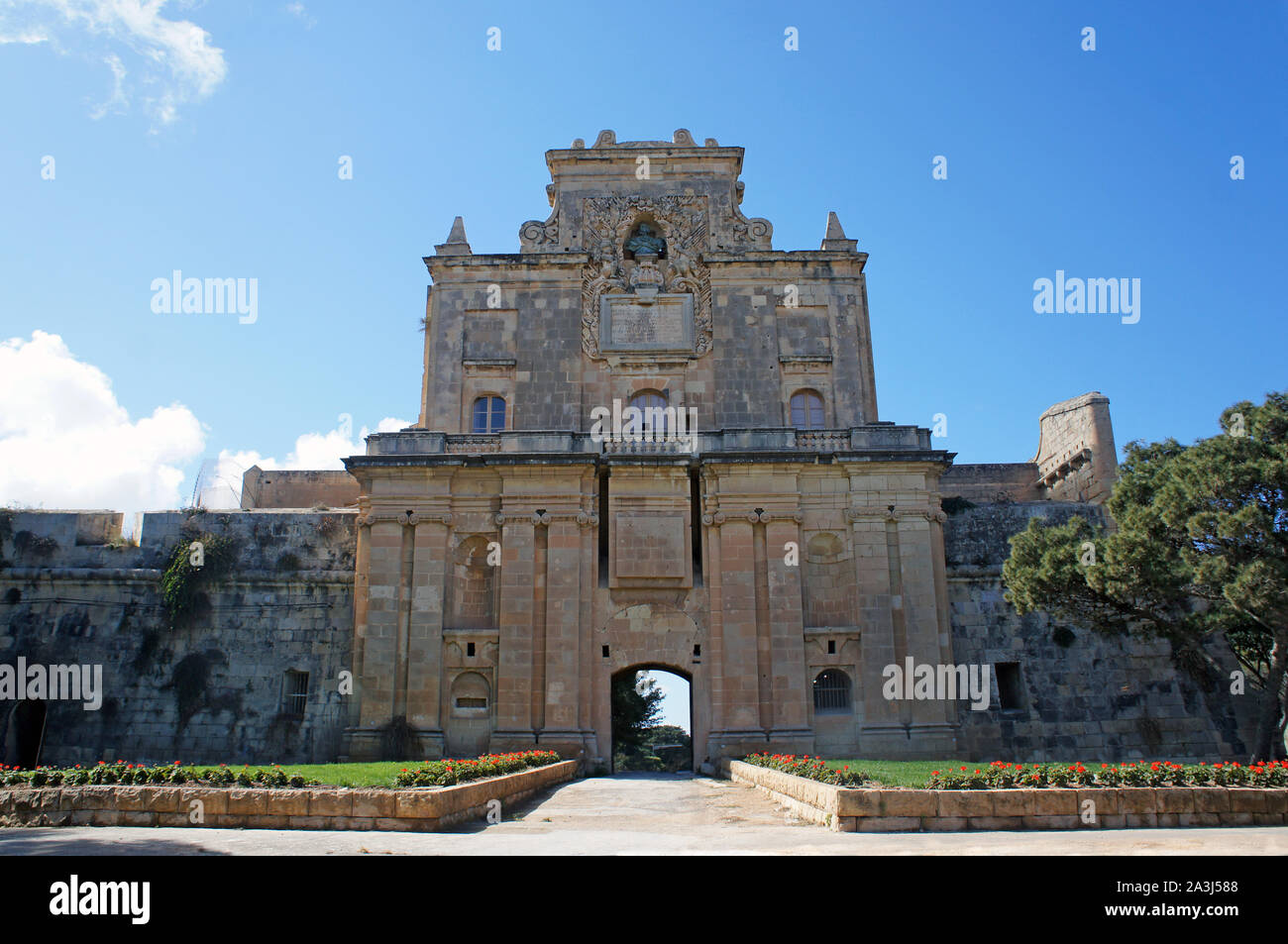 Main Gate of Cottonera Lines in Birgu and Bormla Stock Photo