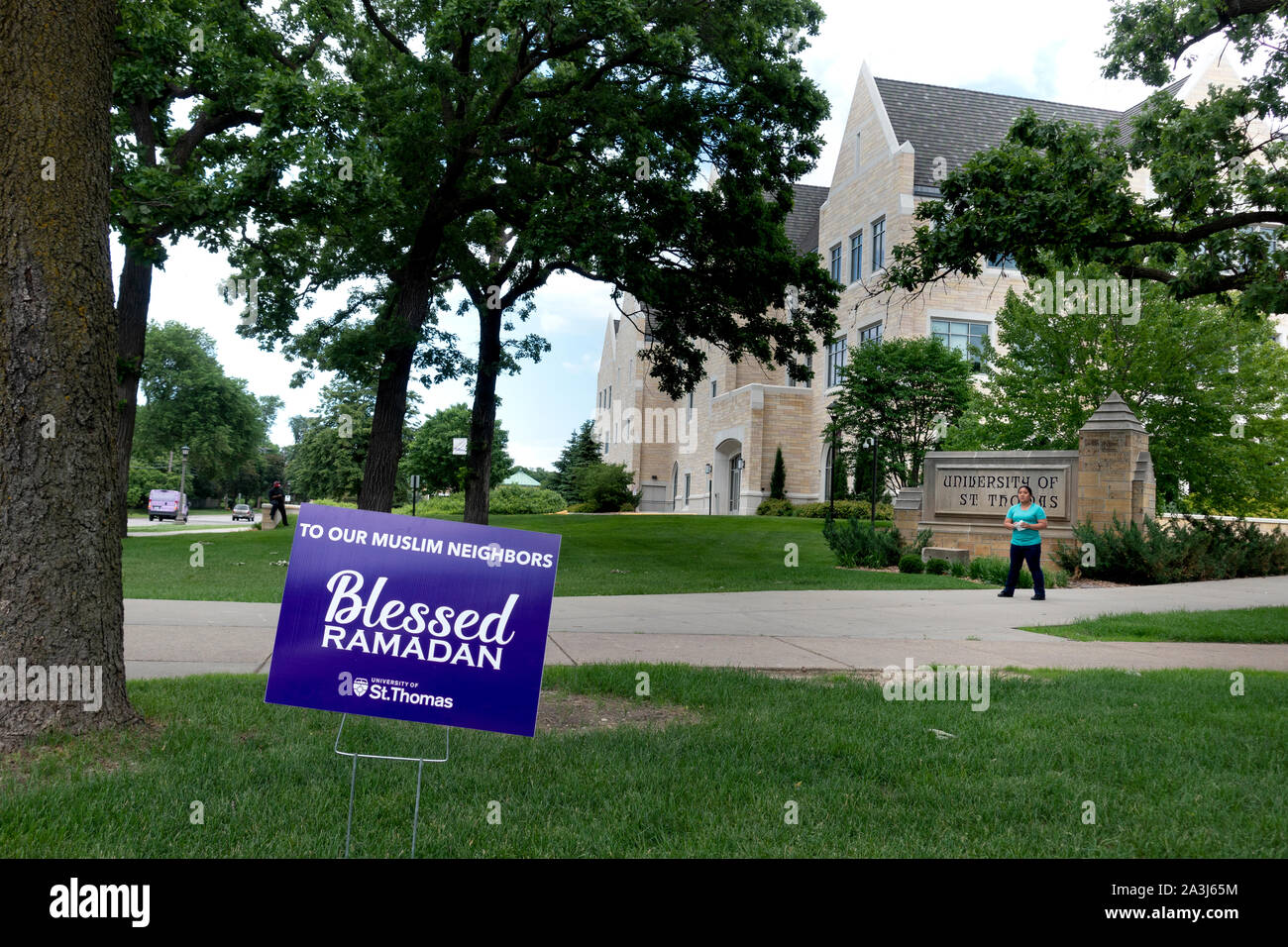 St. Thomas University campus sign welcoming Muslims and Ramadan with ...