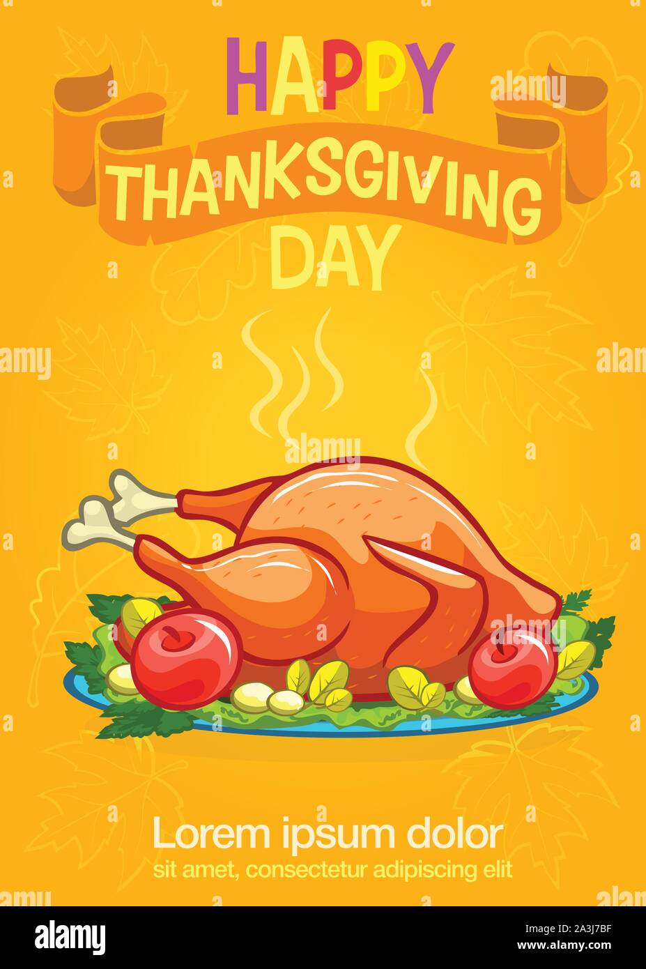 Thanksgiving appetizing fried turkey meal poster. Vector illustration ...