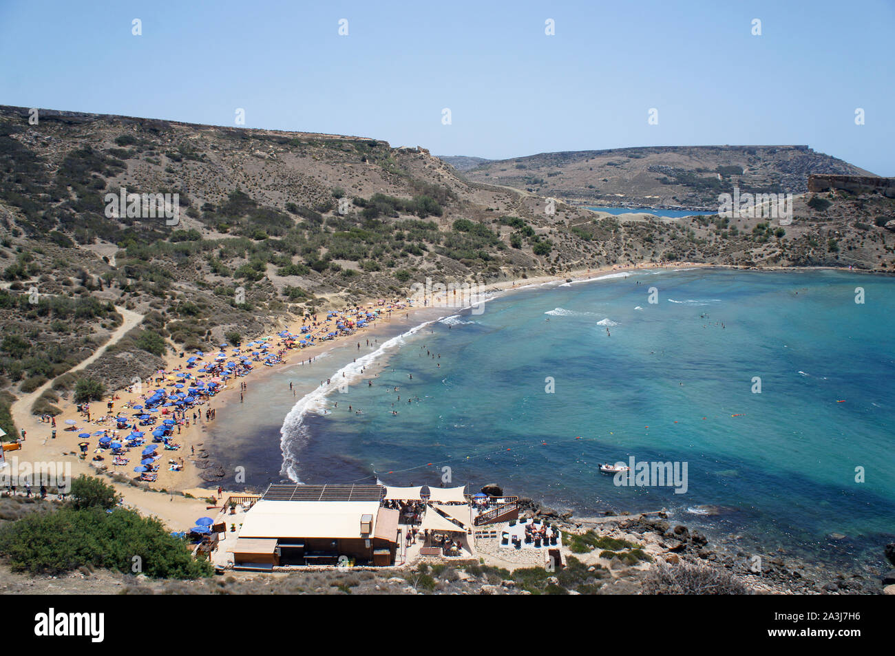 Panorama of Ghajn Tuffieha (Għajn Tuffieħa) harbor and beach, Golden Bay,  Malta Stock Photo - Alamy