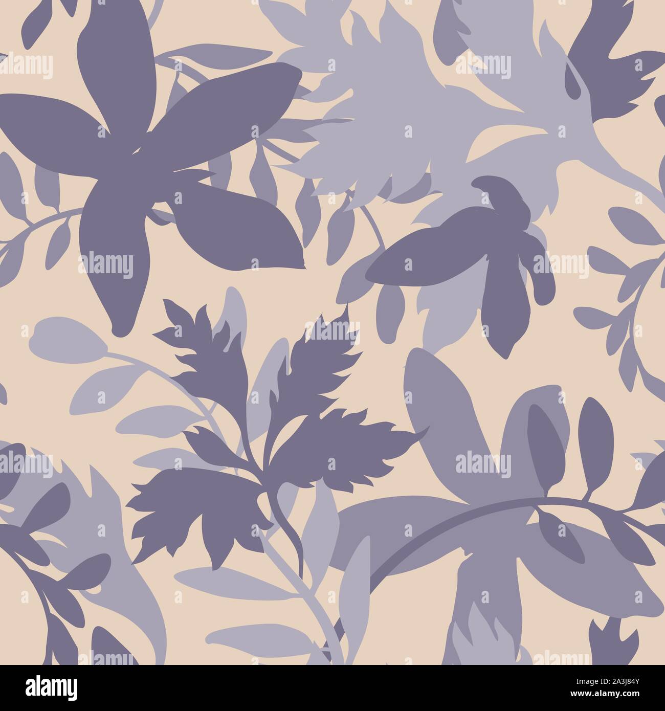 Abstract floral botanical organic leaves and flowers shapes seamless ...
