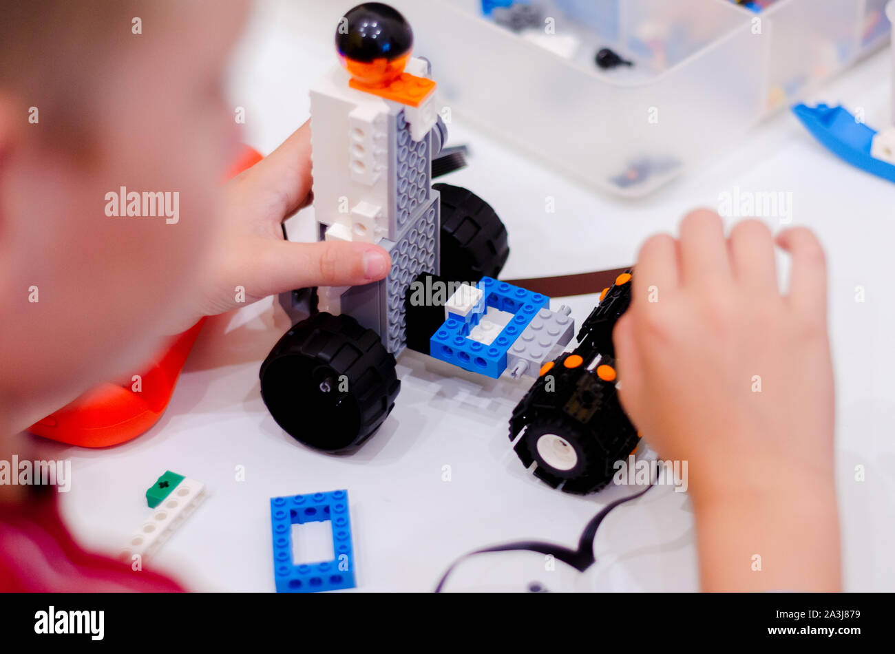 Robotics workshop for kids. Stock Photo