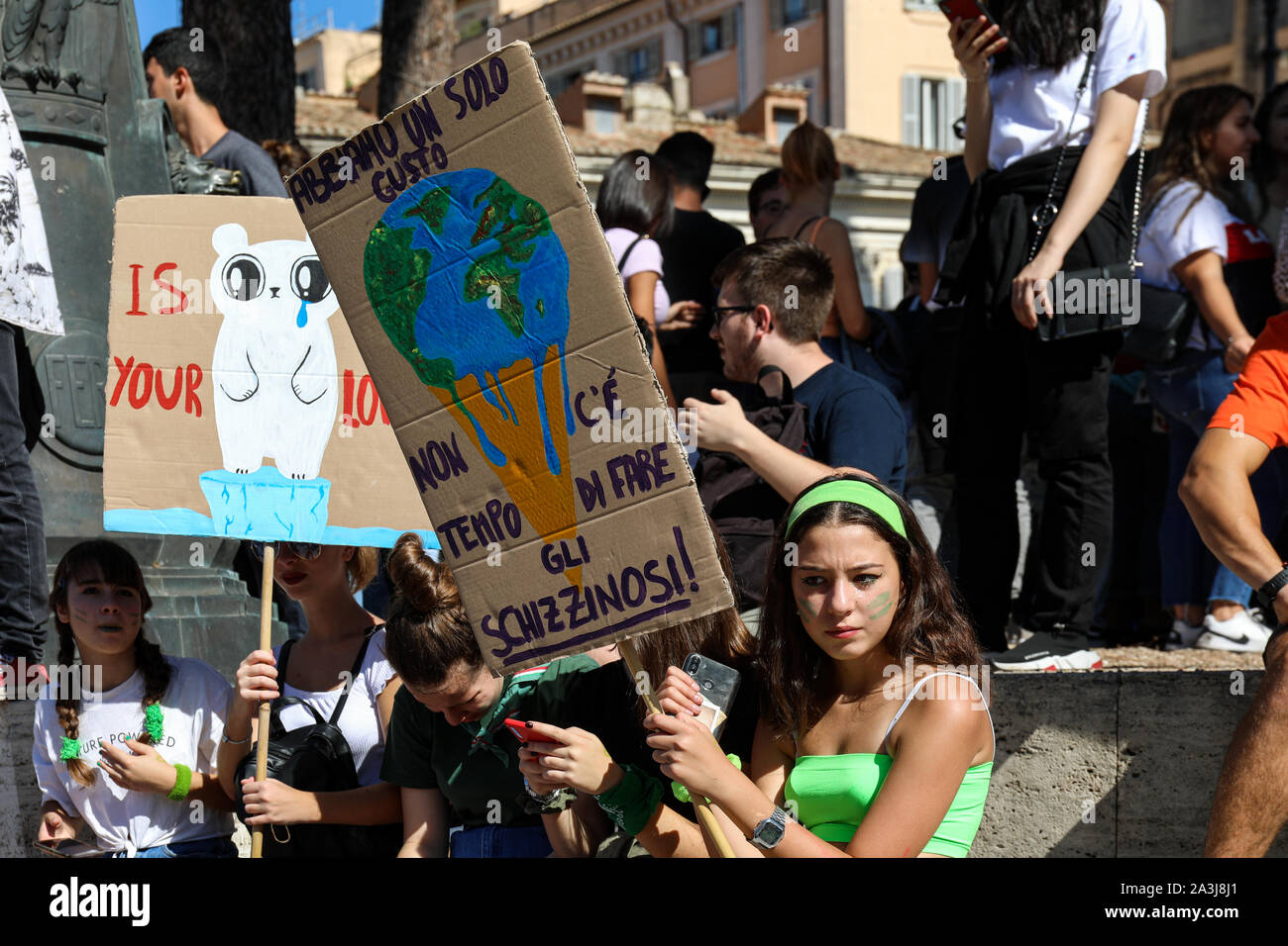 27/09/2019. Fridays for Future. School strike for climate at Piazza della Madonna di Loreto in Rome, Italy Stock Photo