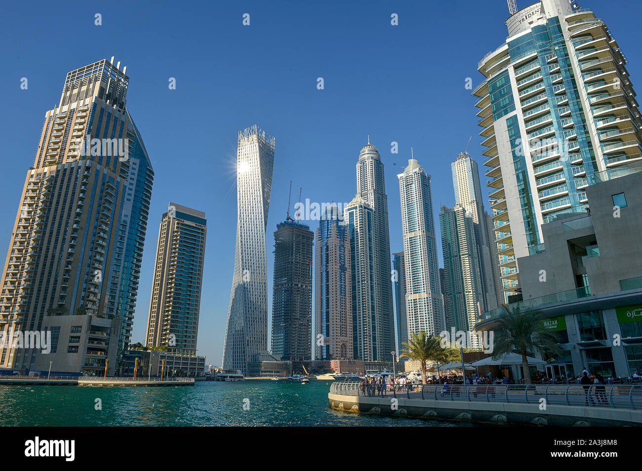 Dubai Skyline Seen From Dubai Marina Stock Photo Alamy