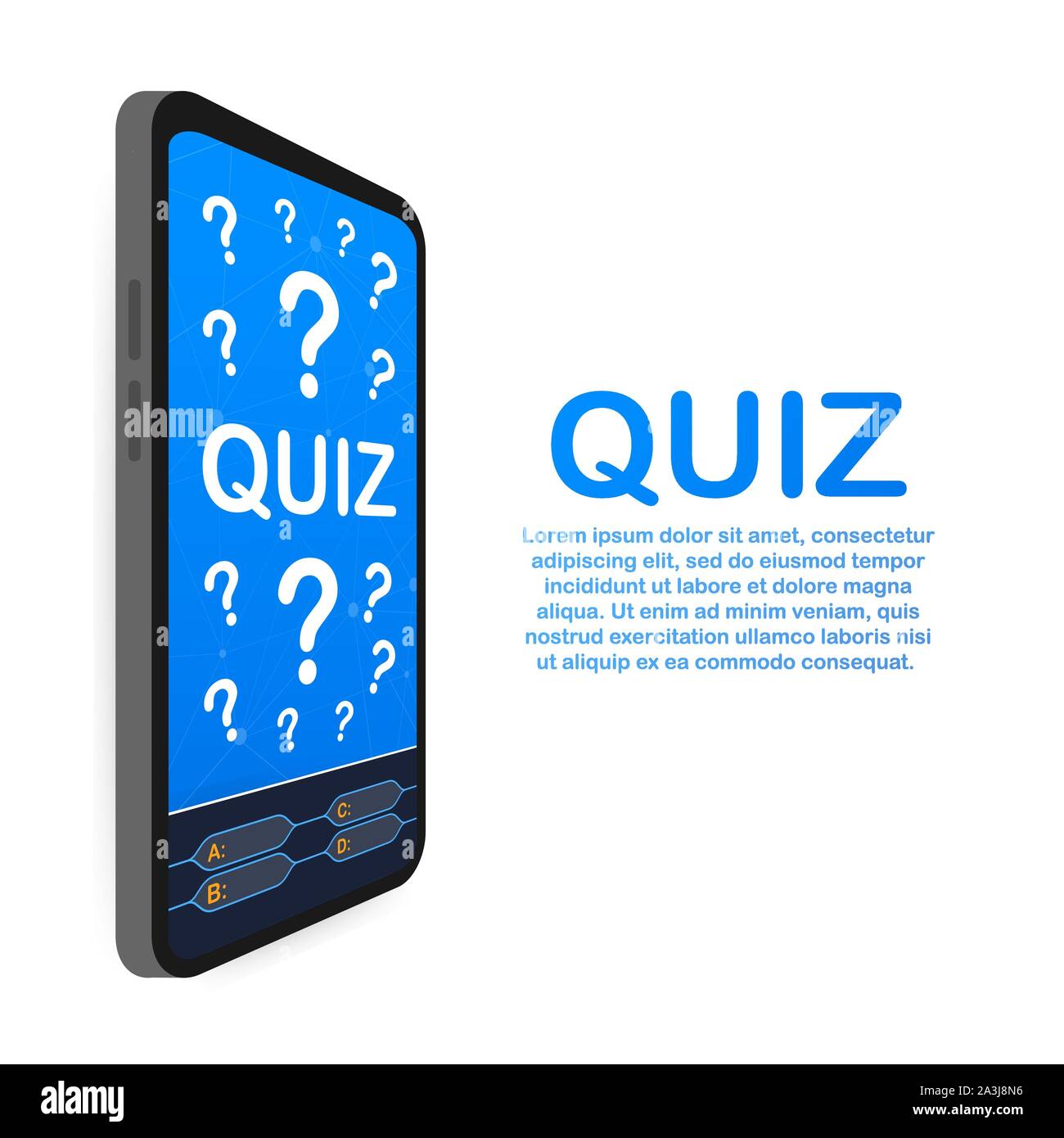 Quiz game vector illustration. Test, exam, answer, education, learning