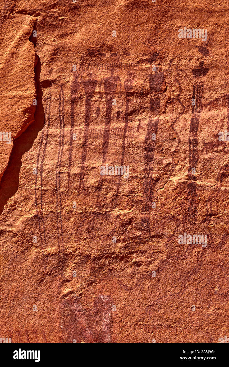 Native American Pictographs at Buckhorn Wash, Utah Stock Photo