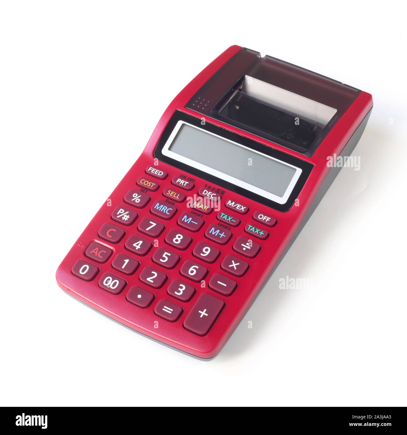 Desk Calculator Isolated On White Stock Photo Alamy