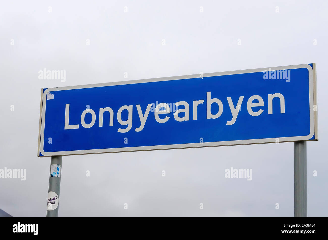 Longyearbyen Town Sign,  Svalbard, Norway Stock Photo