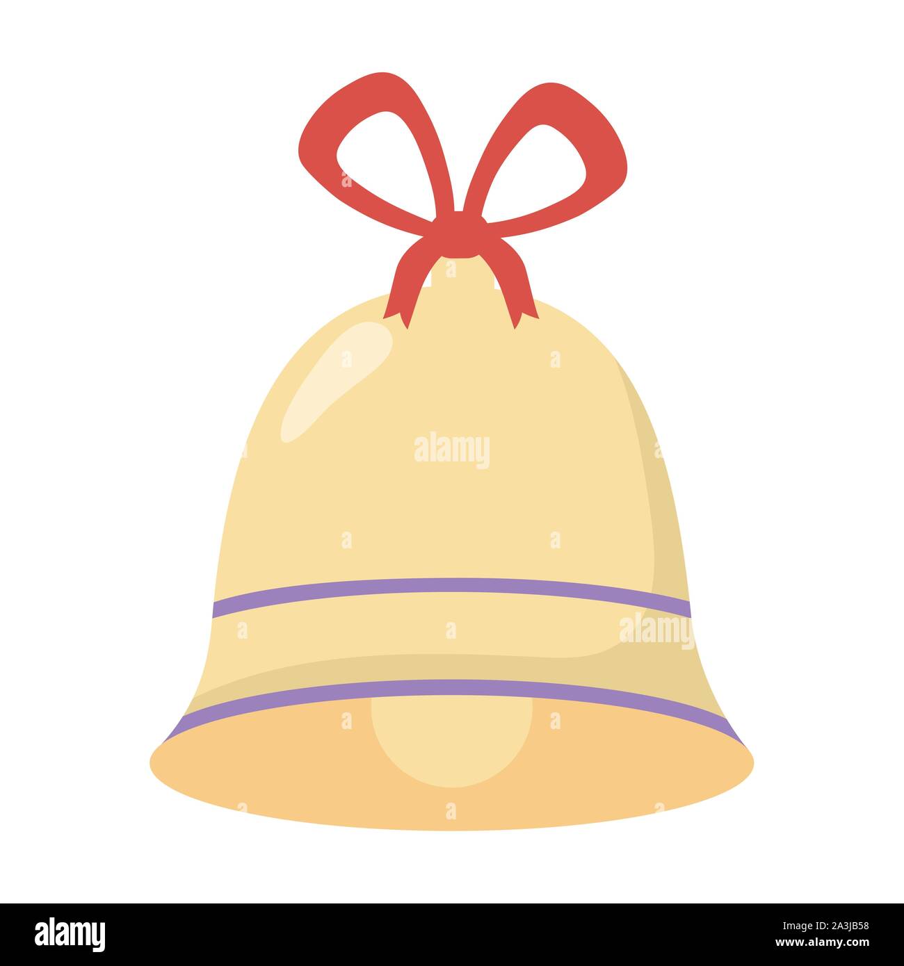 bell with ribbon white background celebration merry christmas vector ...