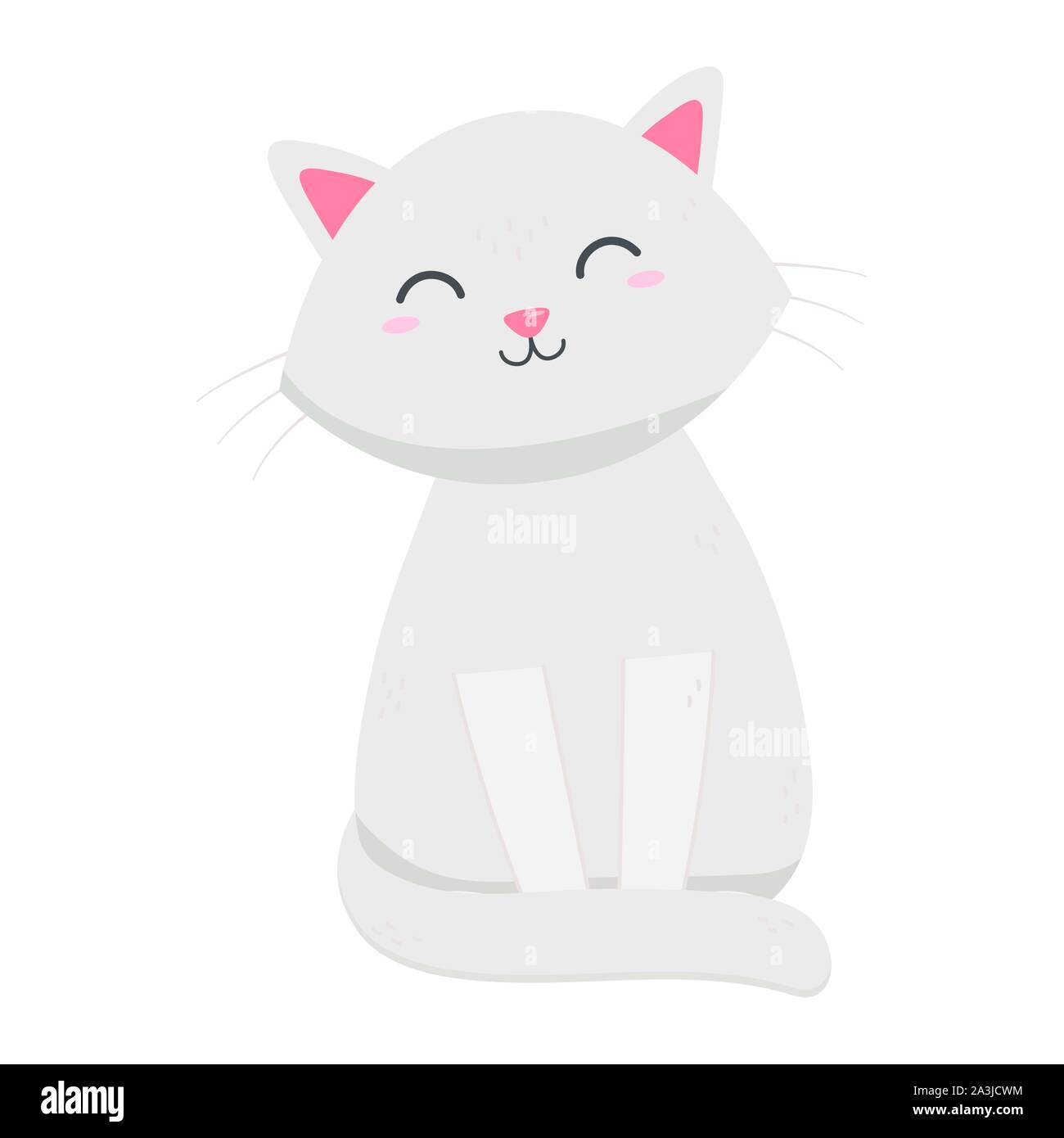 Cute White Cat Sitting Pet Icon Vector Illustration Stock Vector Image