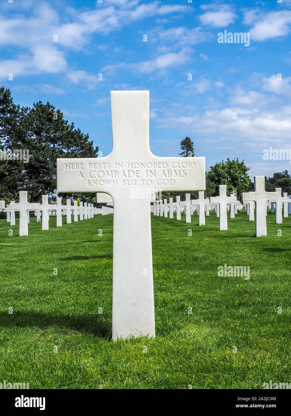 Grave of unknown soldier at Normandy American Cemetery on 75th Anniversary of Normandy Invasion