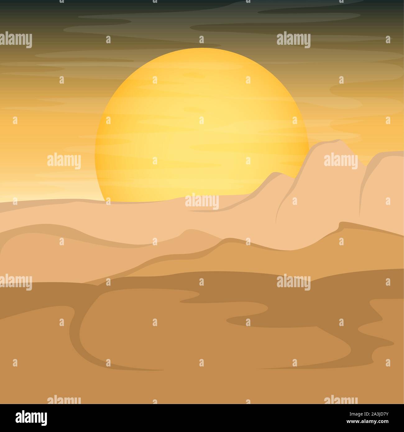 Beautiful sunset image. Natural landscape - Vector illustration Stock ...