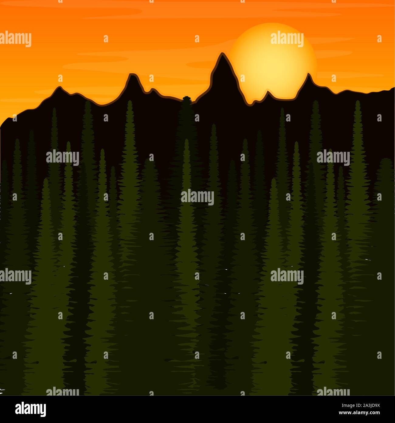 Beautiful sunset image. Natural landscape - Vector illustration Stock ...