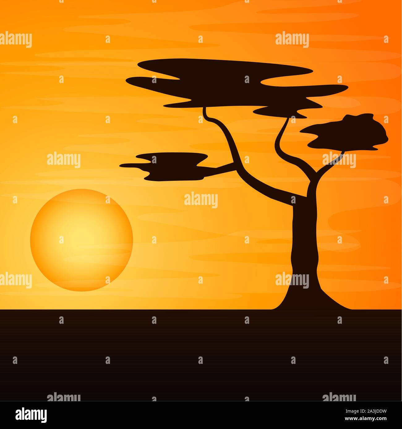 Beautiful sunset image. Natural landscape - Vector illustration Stock ...