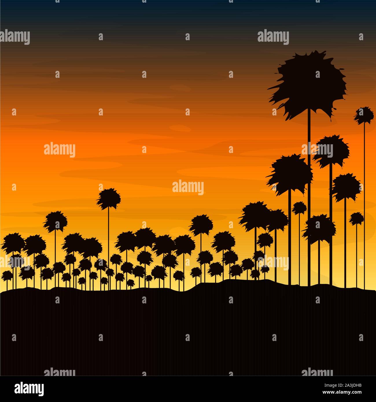 Beautiful sunset image. Natural landscape - Vector illustration Stock ...