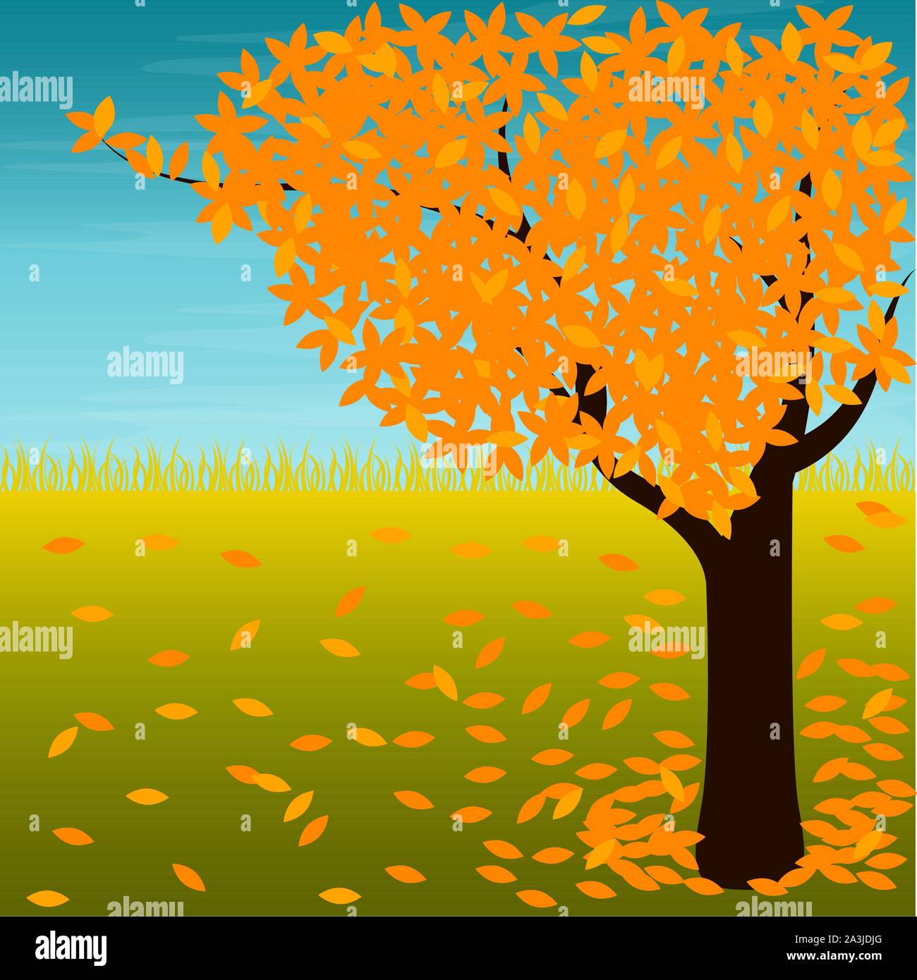 beautiful autumn natural landscape image - Vector illustration Stock Vector