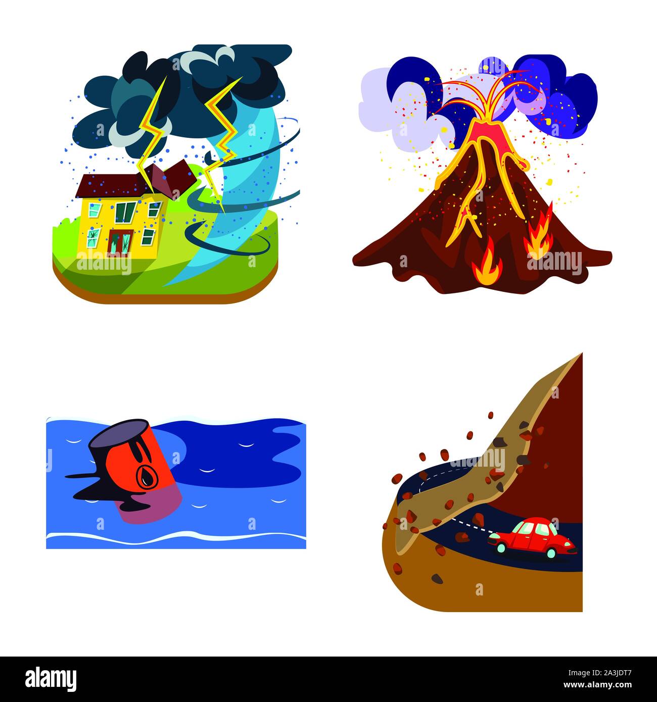 Vector illustration of cataclysm and disaster logo. Set of cataclysm ...