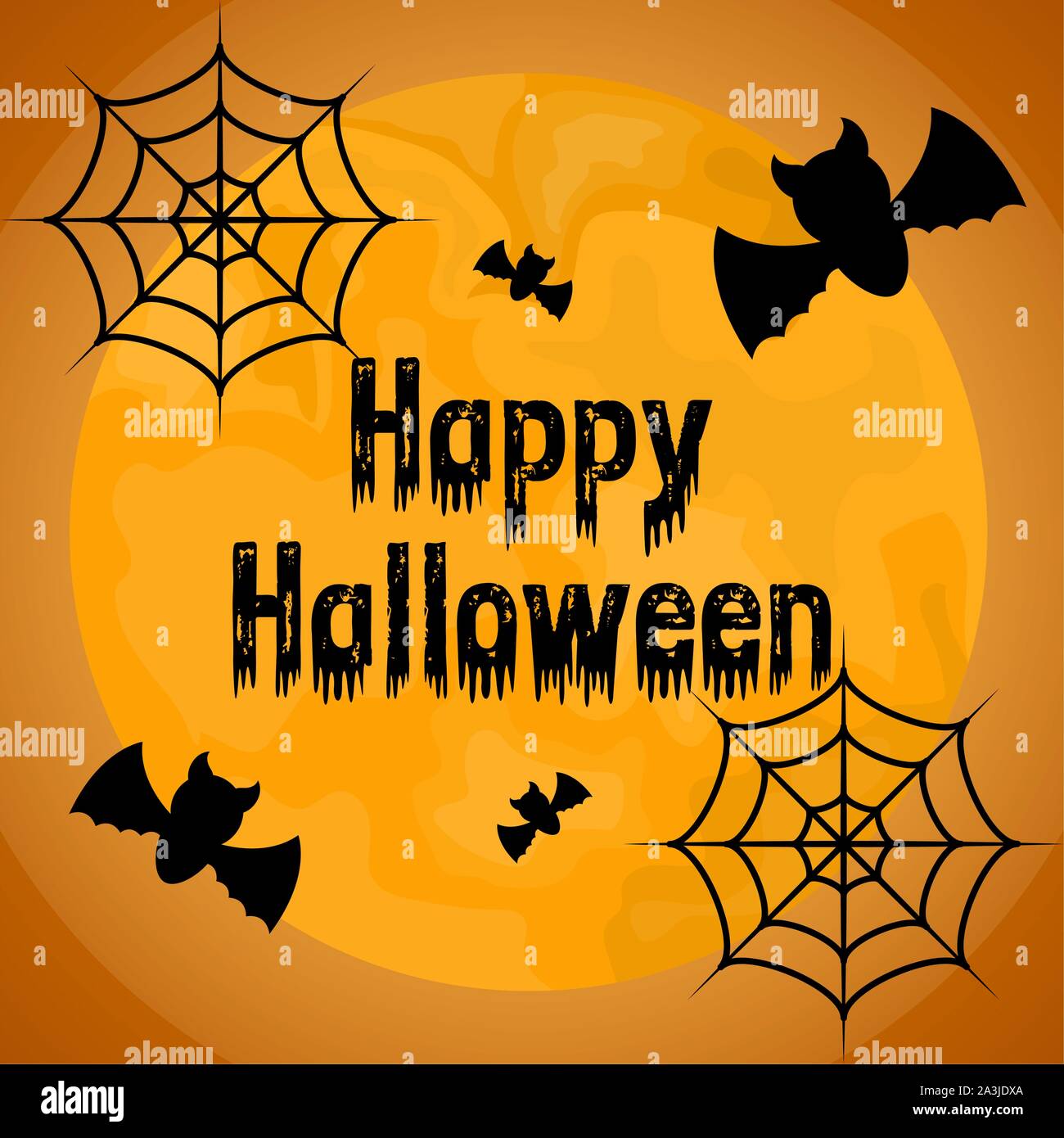 Happy halloween card wid spiderwebs and bats - Vector illustration ...