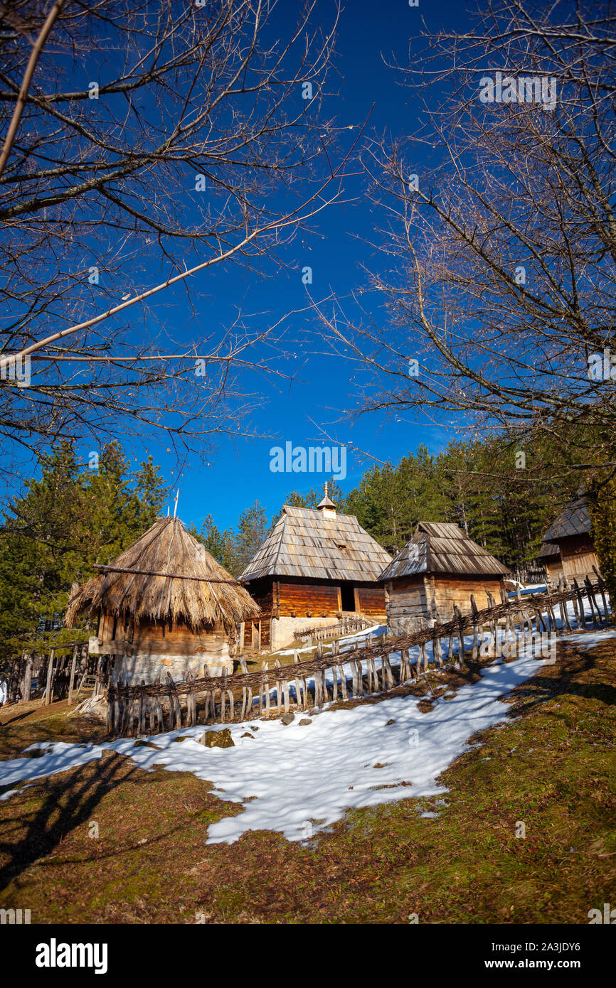 Authentic Serbian village Sirogojno, mountain Zlatibor, Serbia Stock Photo