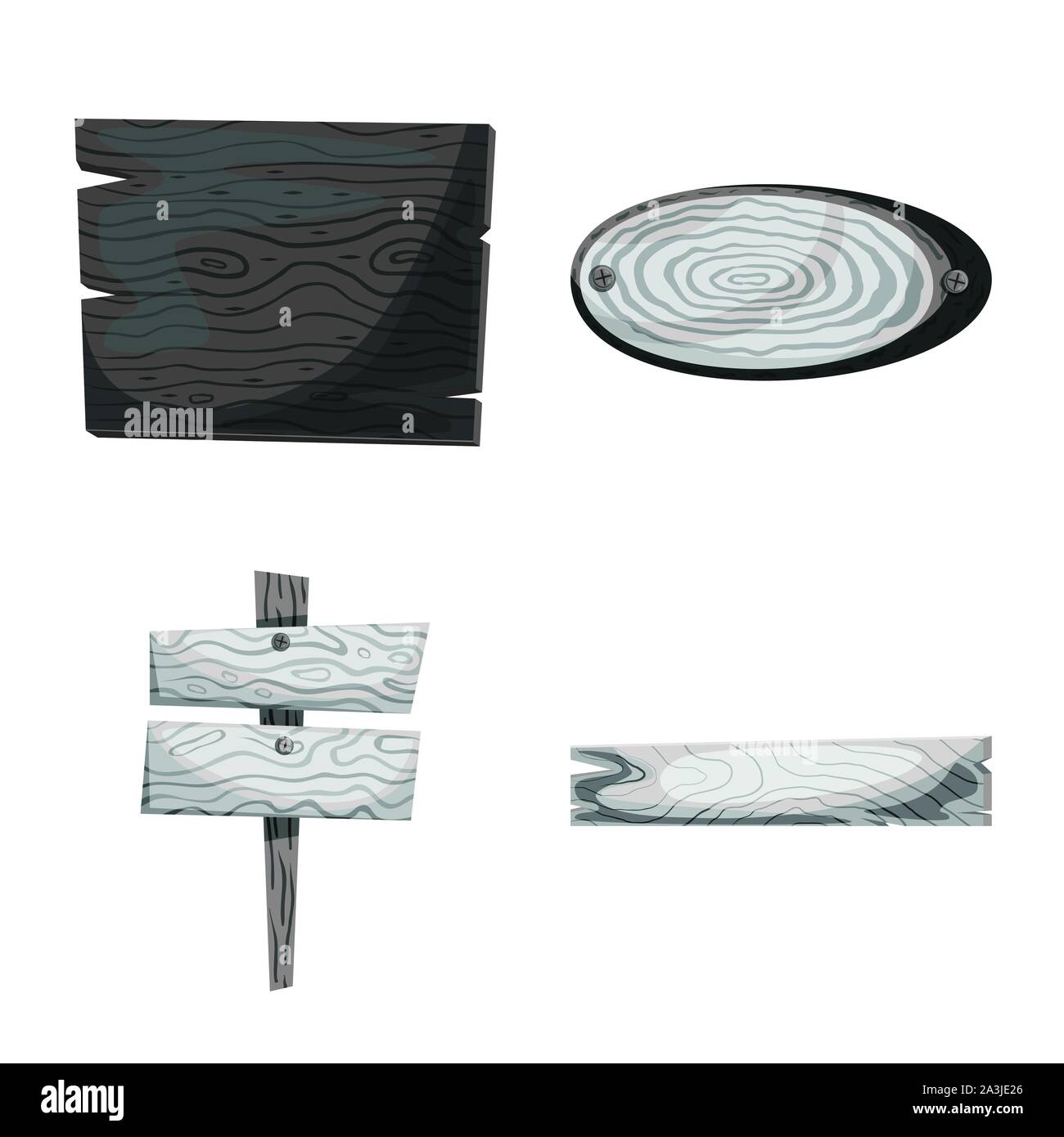 Vector illustration of signboard and wood logo. Set of signboard and ...