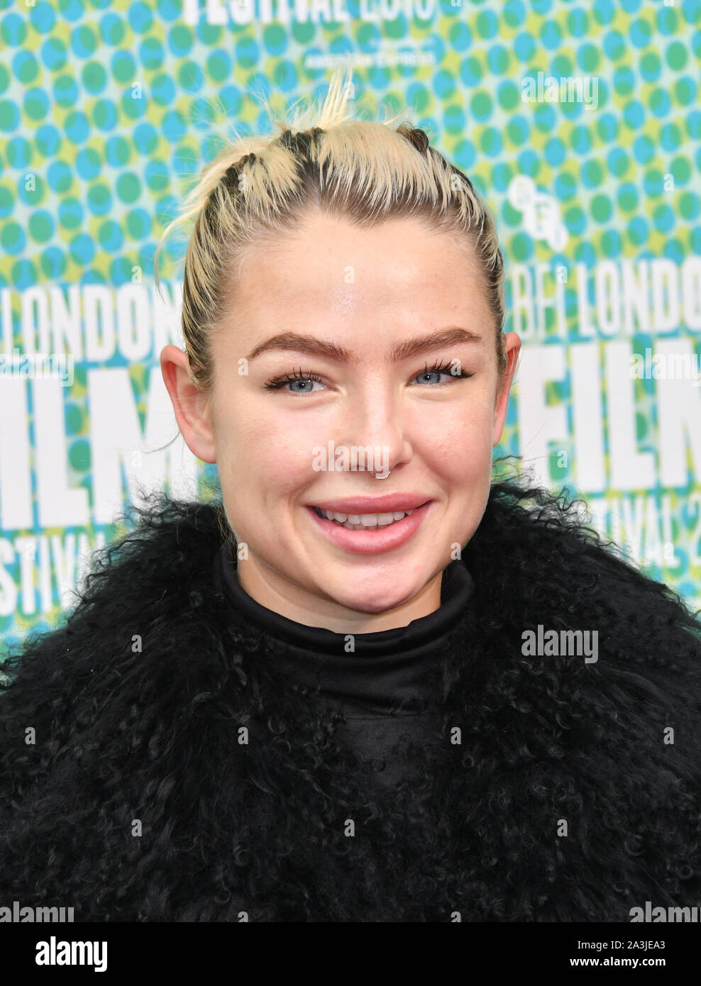 London, UK. 8th Oct 2019. Jessica Anne Woodley attends Portrait of a Lady on Fire premiere, an 18th century drama about a female painter who falls in love with her subject, at Embankment Gardens Cinema  London, UK - 8 October 2019 Credit: Nils Jorgensen/Alamy Live News Stock Photo