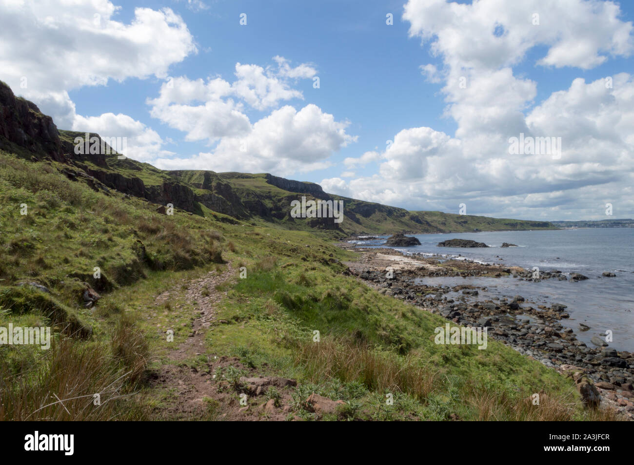 Coastal path, Northern Coast, County Antrim, Northern Ireland Stock