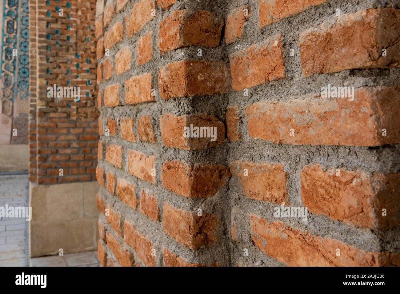 Brick wall of a mosque Stock Photo