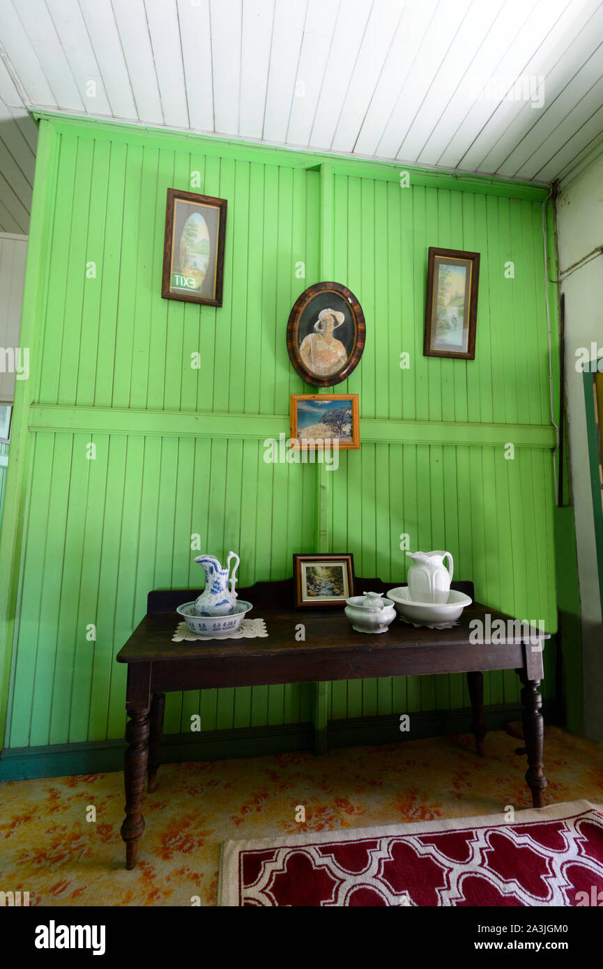 Landing decorated with Victorian items at the old historic Imperial Hotel in the small rural town of Ravenswood, Queensland, QLD, Australia Stock Photo