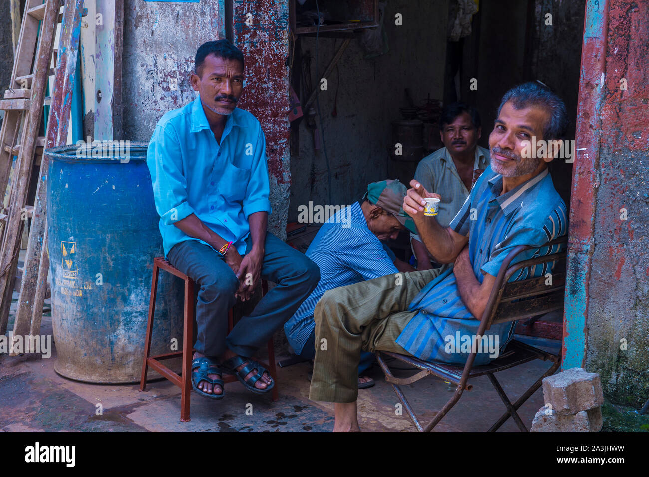 Indian people in Dharavi neighbourhood in Mumbai , India Stock Photo ...