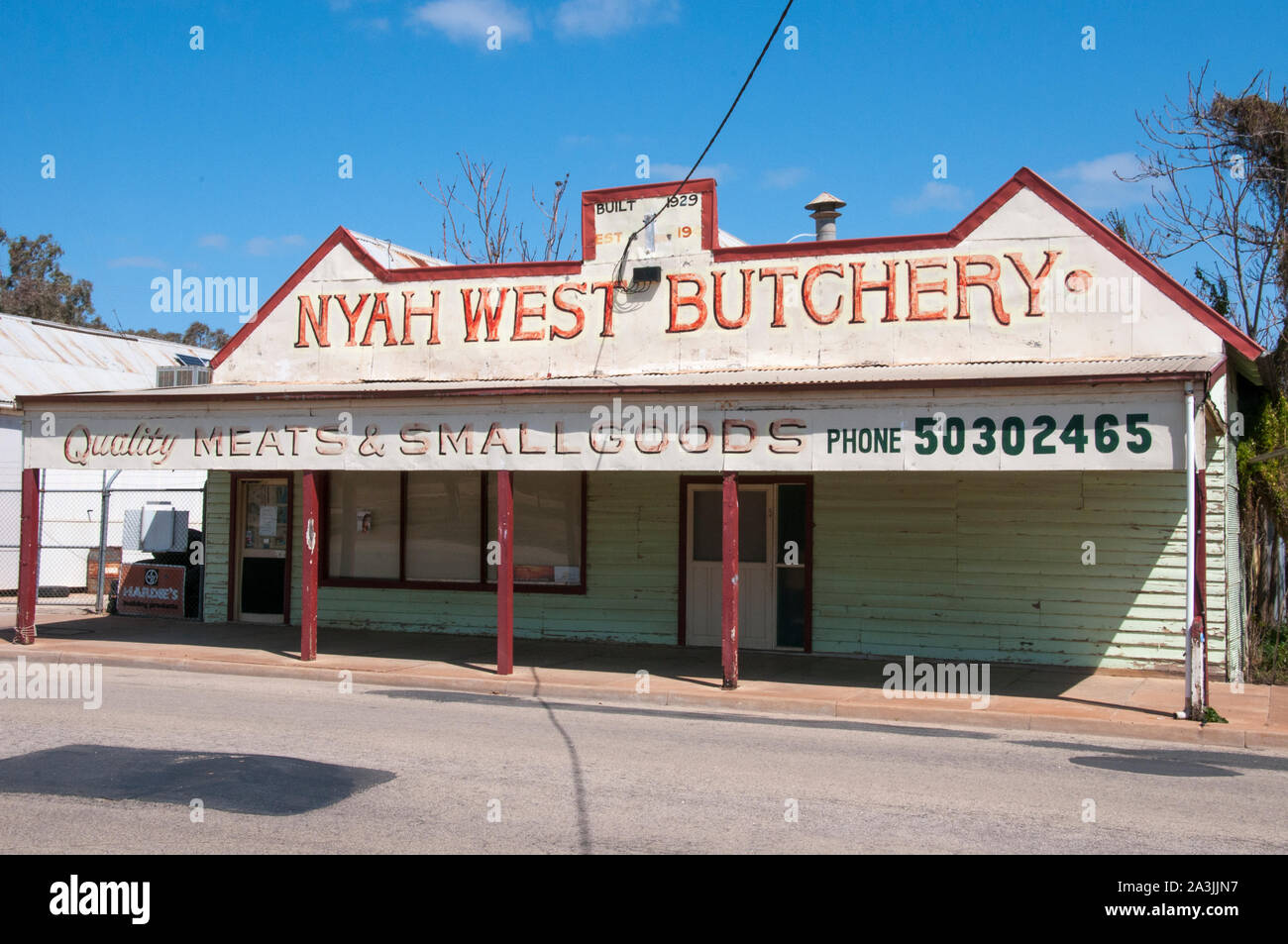 Disused shopfronts in the main street of a small farming town, NW Victoria, Australia Stock Photo