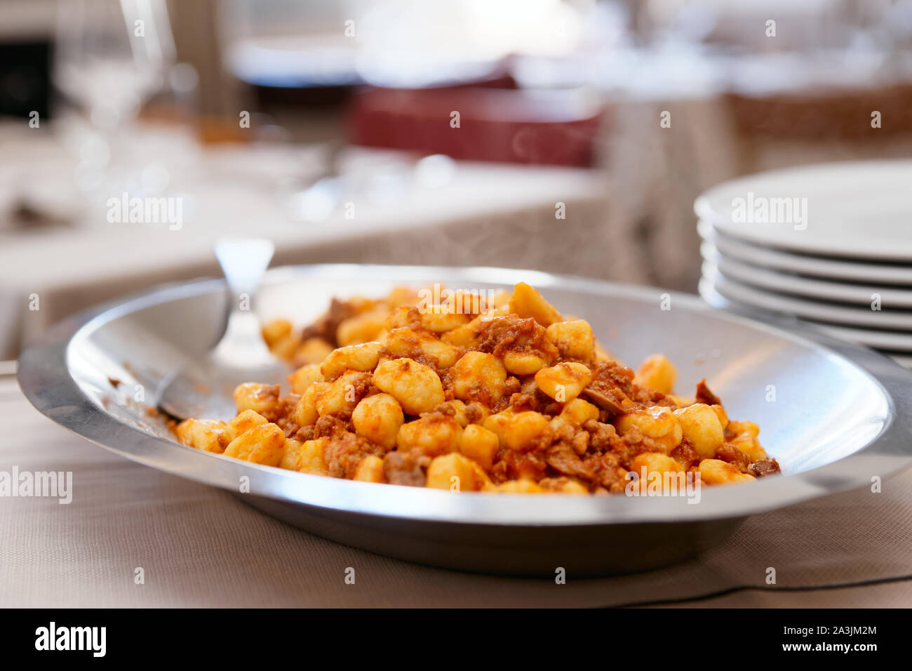 Italian gnocchi with meat ragout Stock Photo