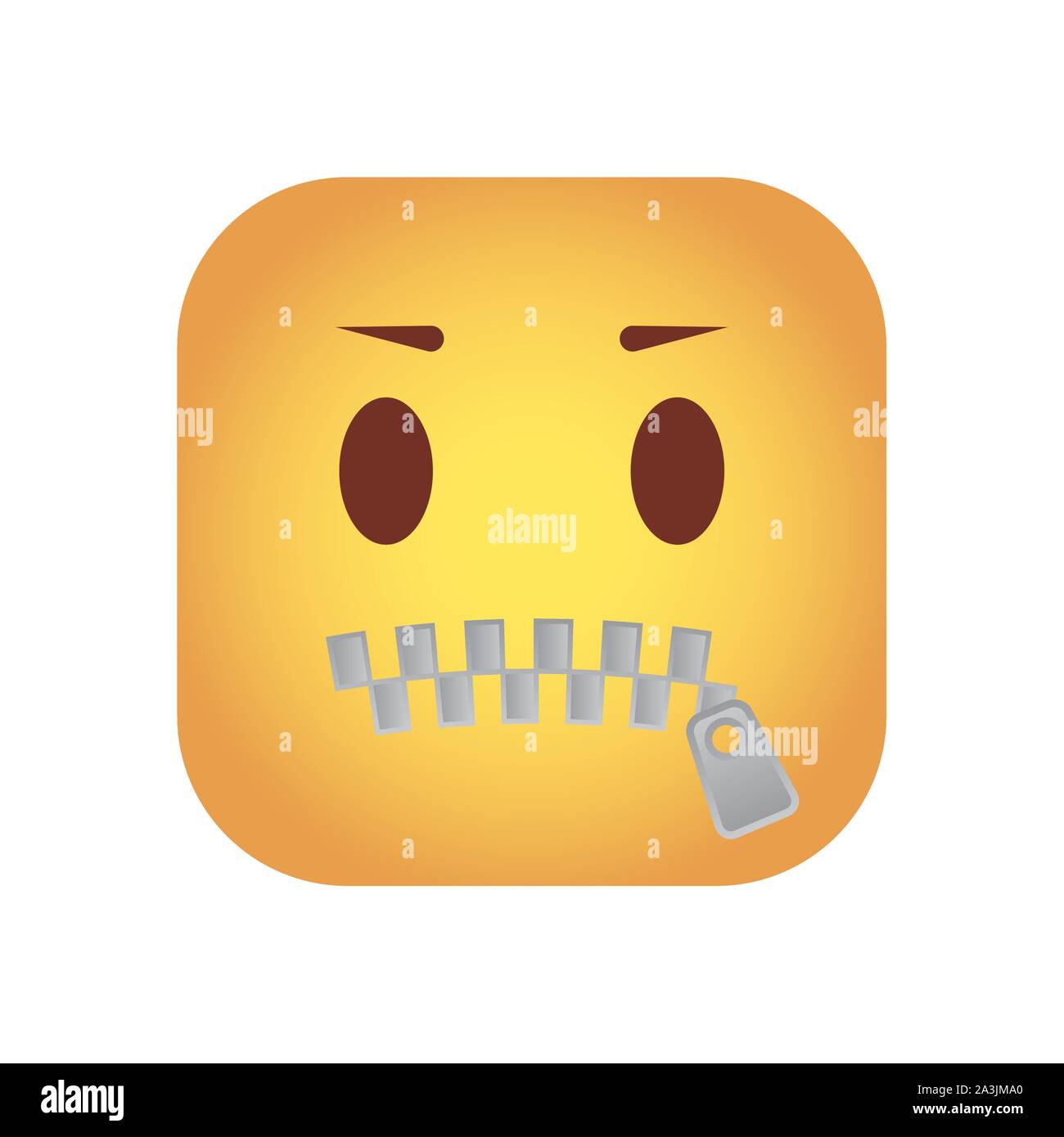 square emoticon silent face character icon Stock Vector