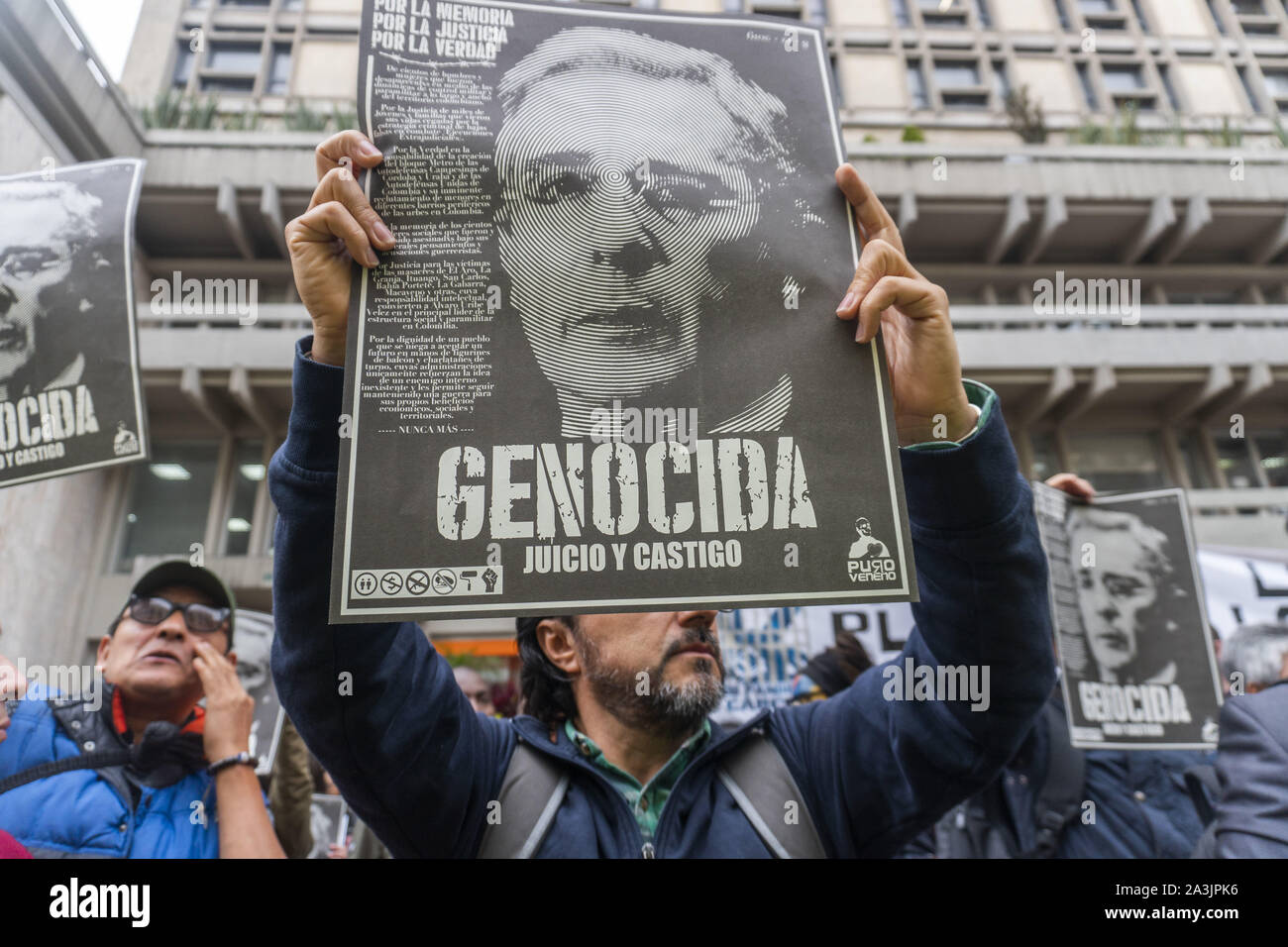 June 4, 2019: Person holds a poster in protest against former President Alvaro Uribe Credit: Daniel Garzon Herazo/ZUMA Wire/Alamy Live News Stock Photo