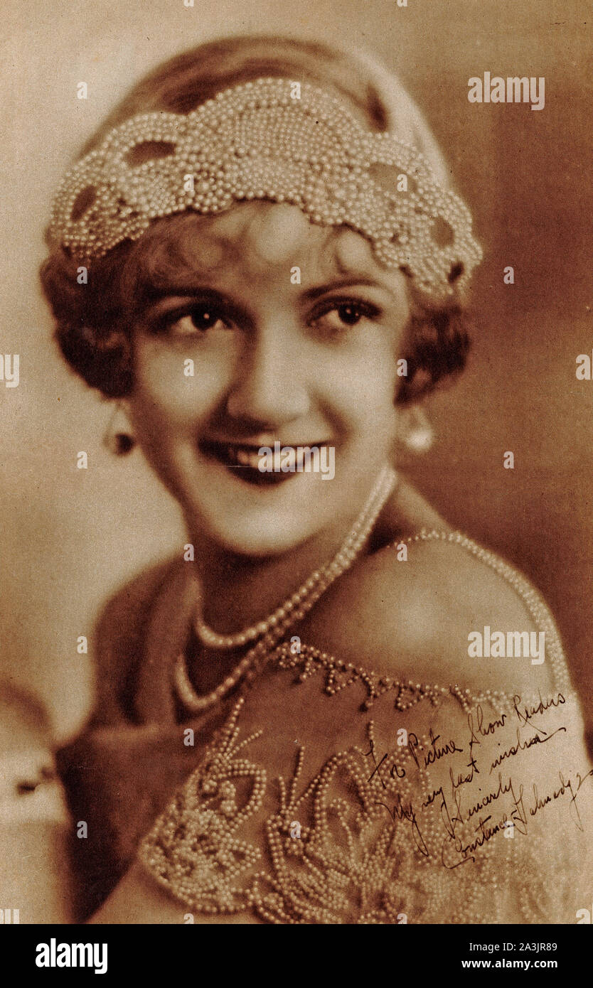 Studio portrait of Hollywood actress, Constance Talmadge, famous during the era of silent movies. Centrefold from Picture Show Art Supplement circa 1923. Stock Photo