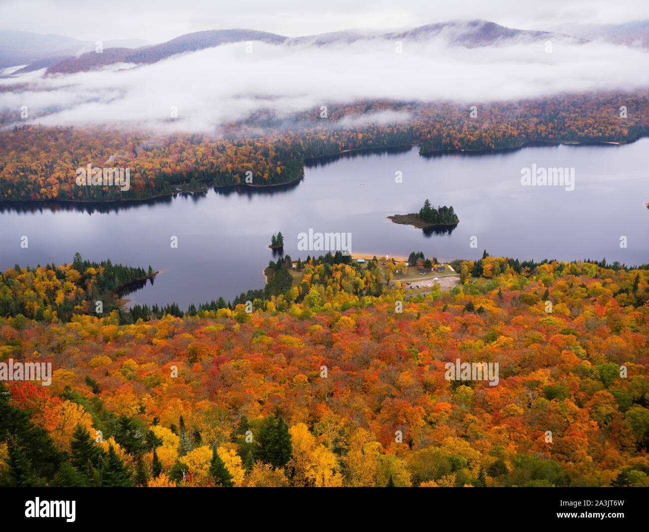 Fall colors in Quebec, in Mont Tremblant Provincial Park Stock Photo