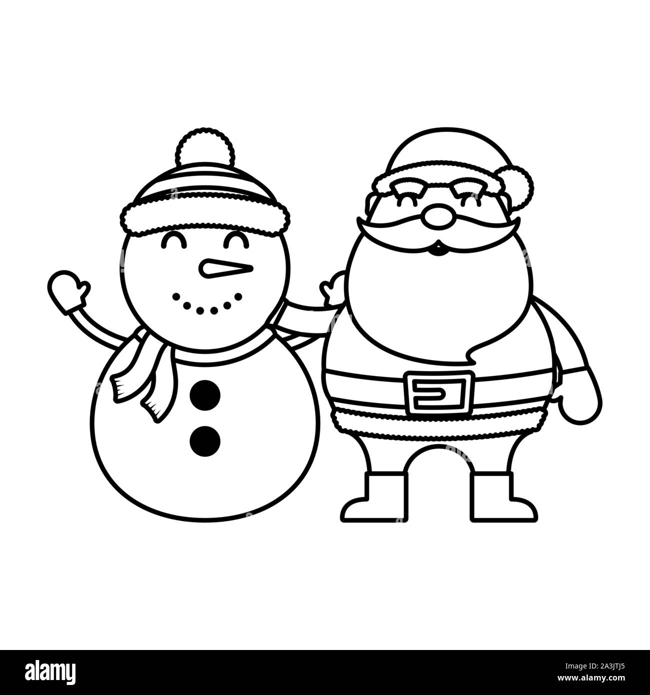 merry christmas cute snowman with santa claus Stock Vector Image & Art ...