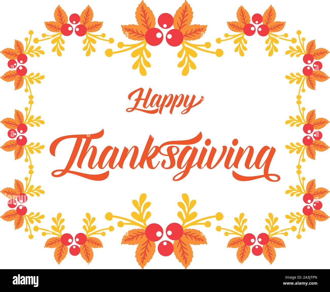 Calligraphy text of thanksgiving, with decorative of autumn leaves ...