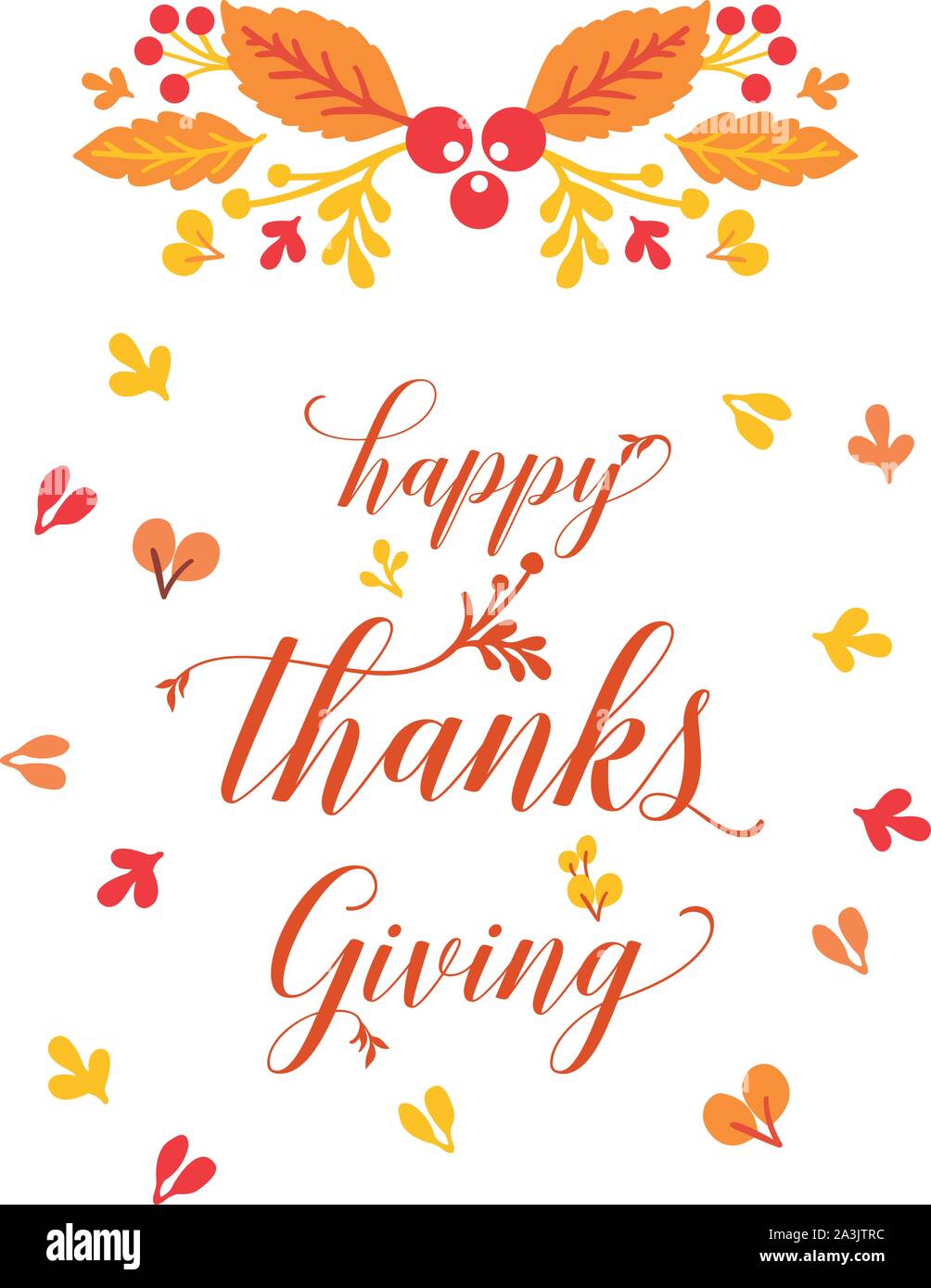 Template lettering of thanksgiving, with autumn leaves frame background ...