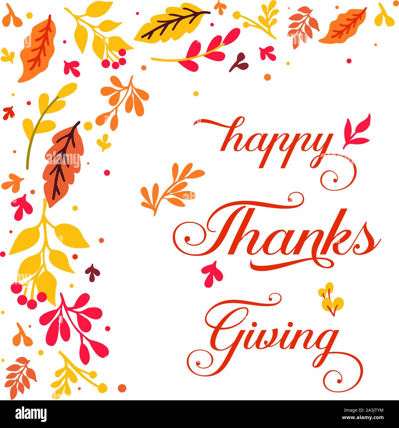 Card thanksgiving, with beauty of seamless autumn leaves frame. Vector ...