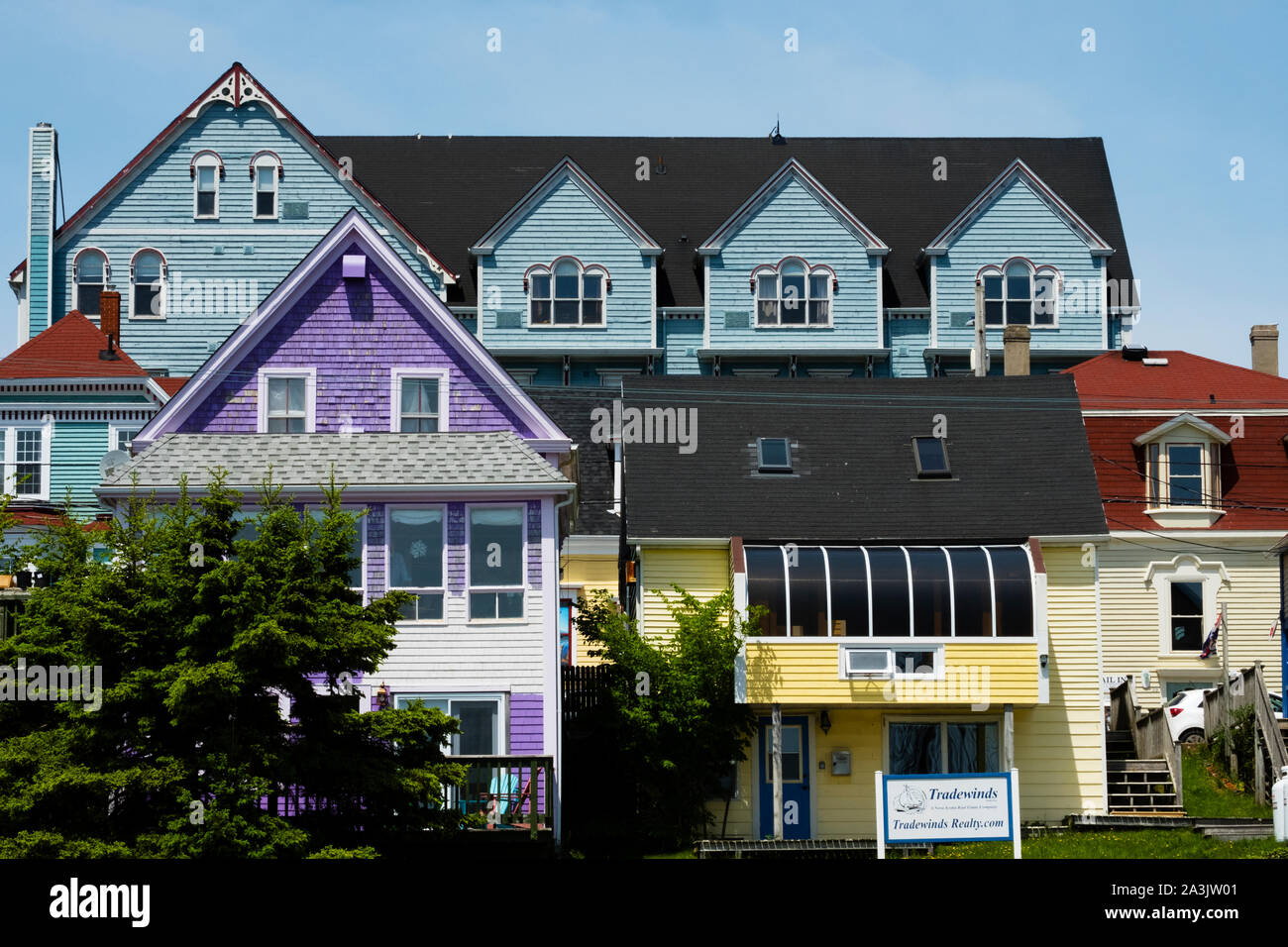 Colorful buildings in Lunenburg, Nova Scotia Stock Photo