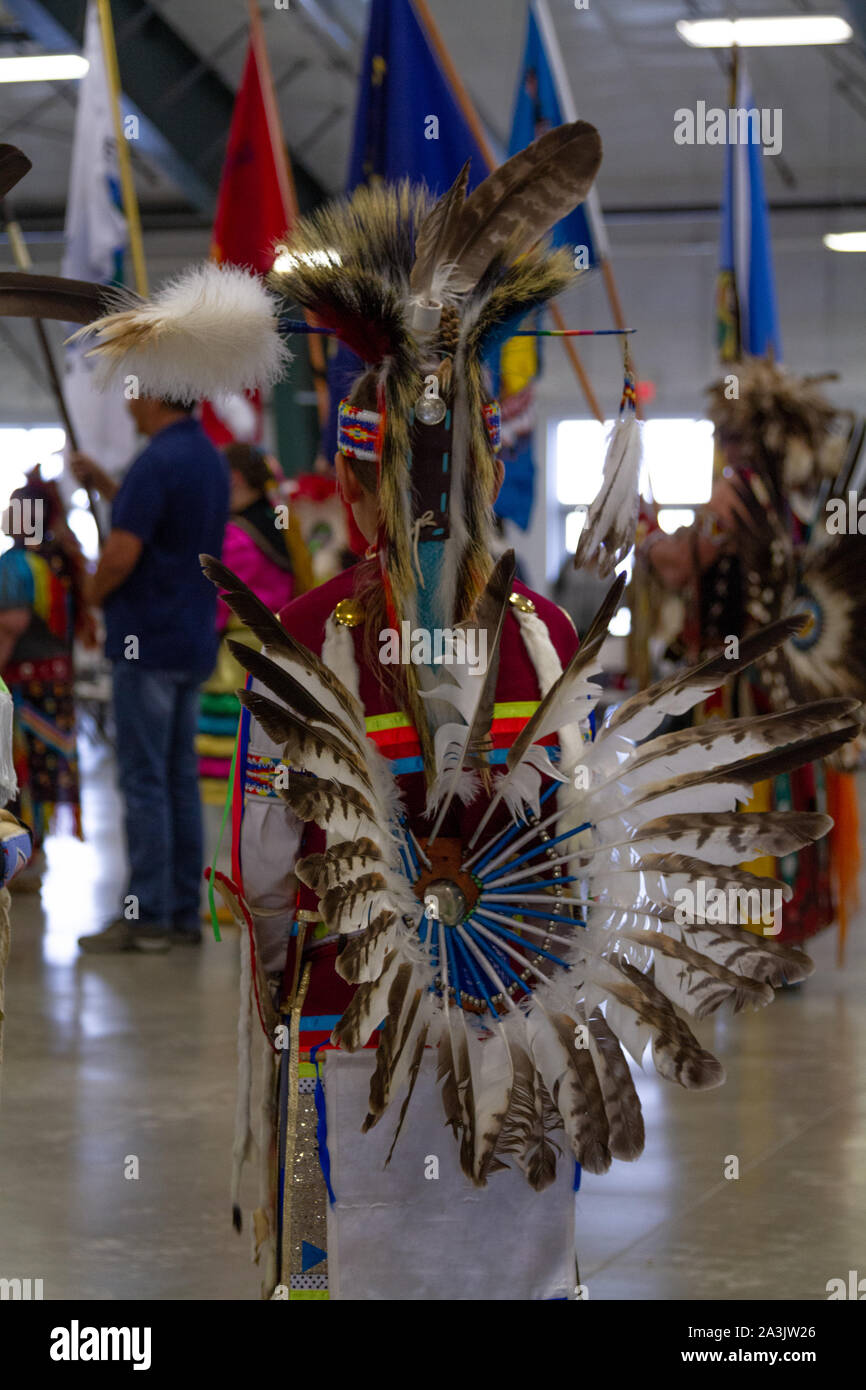 Native American Dancer Dressed In Full Regalia At A Pow Wow Where Native American Dancer Dressed In Full Regalia At A Pow Wow Where