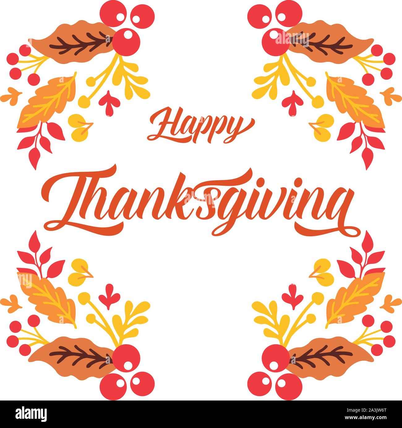 Greeting card thanksgiving, with ornate of autumn leaves frame. Vector ...