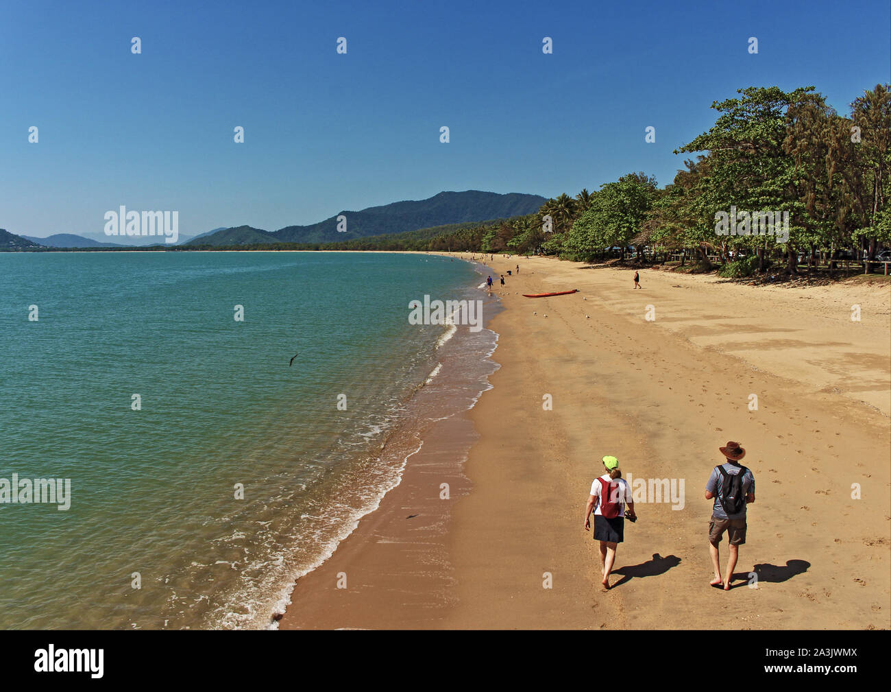 Palm Cove is a beautiful beach to walk. Some say it is a great beach walk. Go. Stock Photo