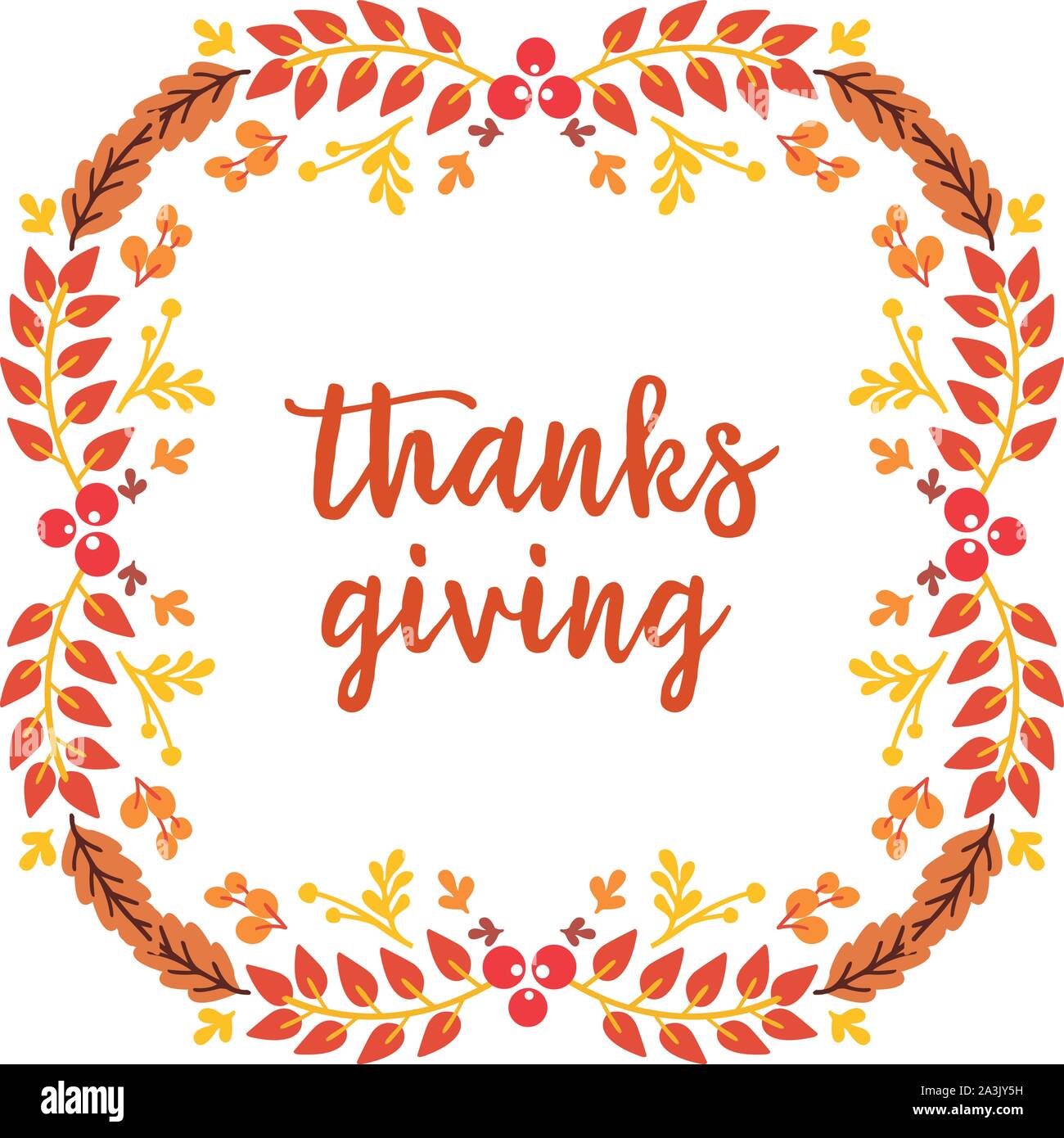 Vintage card of thanksgiving, with style of elegant autumn leaves frame ...