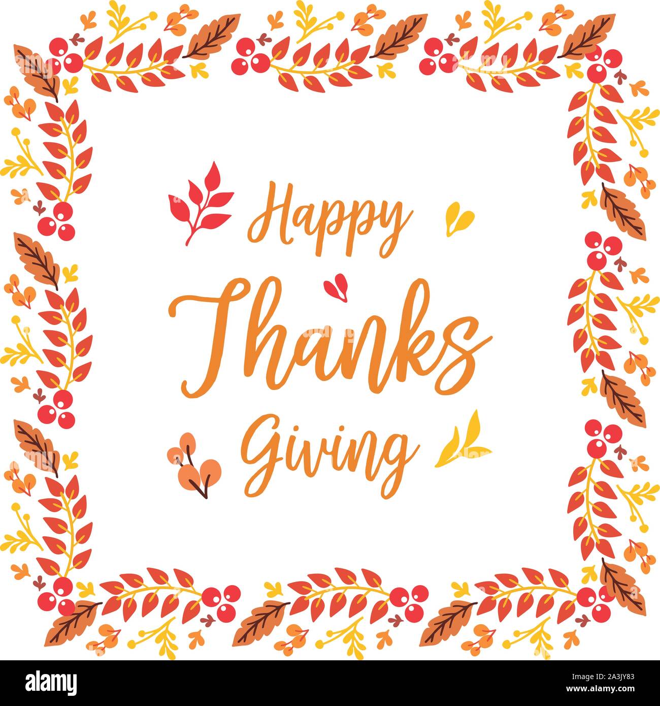 Template text of card thanksgiving, with design drawing of autumn leaf ...