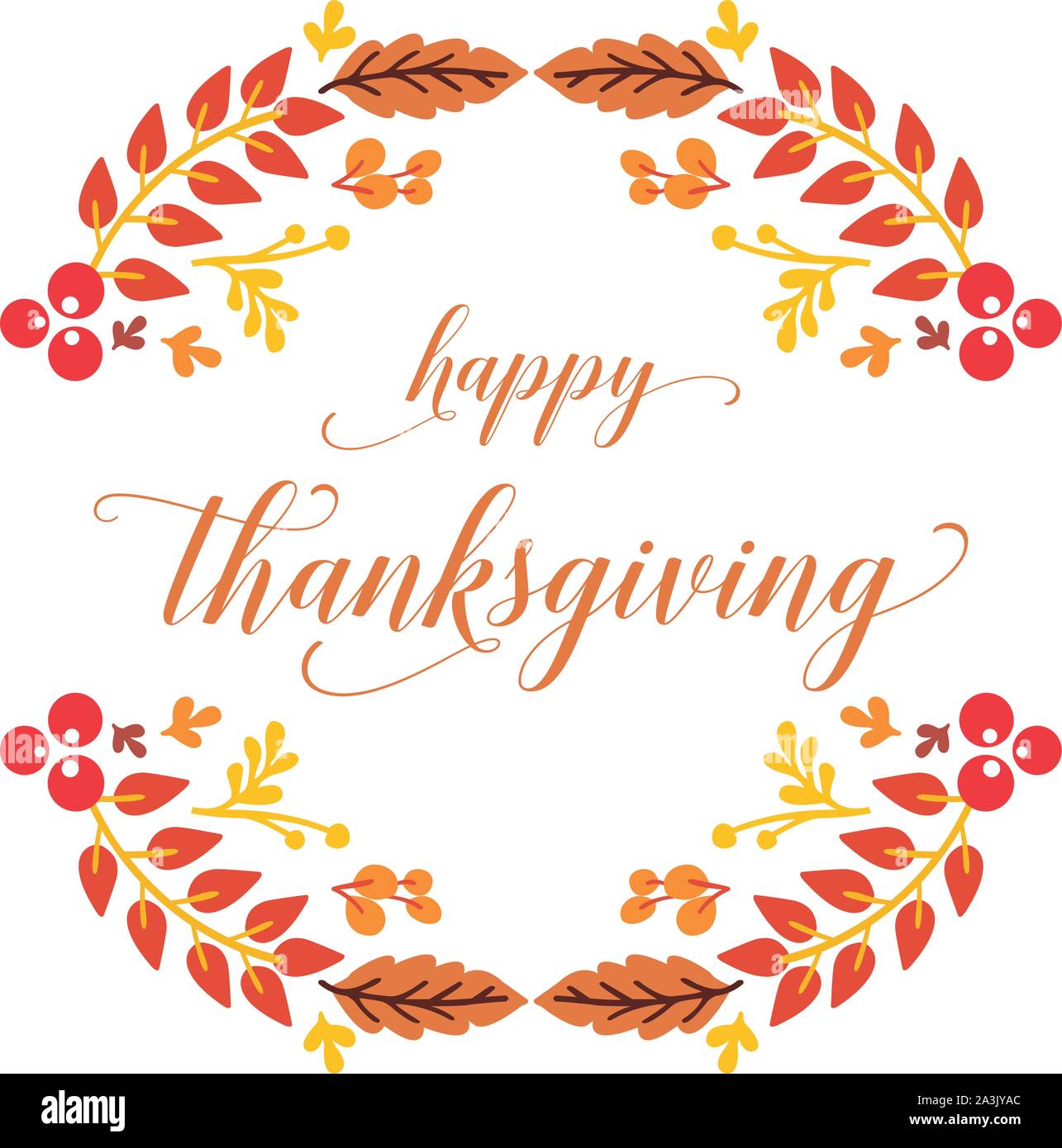 Template text of card thanksgiving, with design drawing of autumn leaf ...