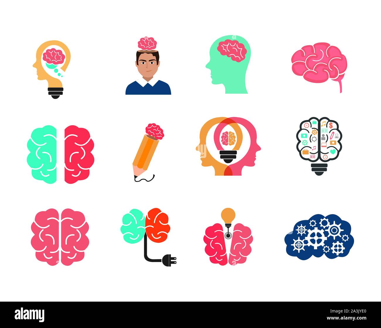 bundle of brainstorming with set icons Stock Vector Image & Art - Alamy