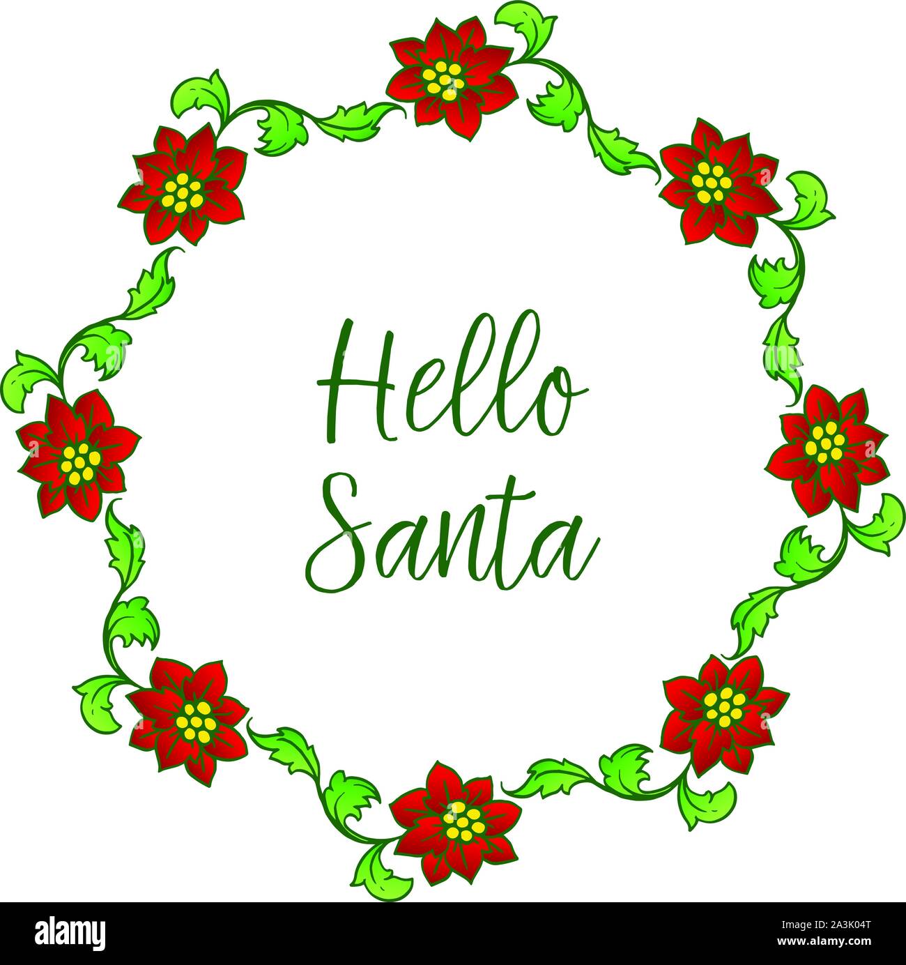 Design red flower frame and green leaves, for decoration of template ...