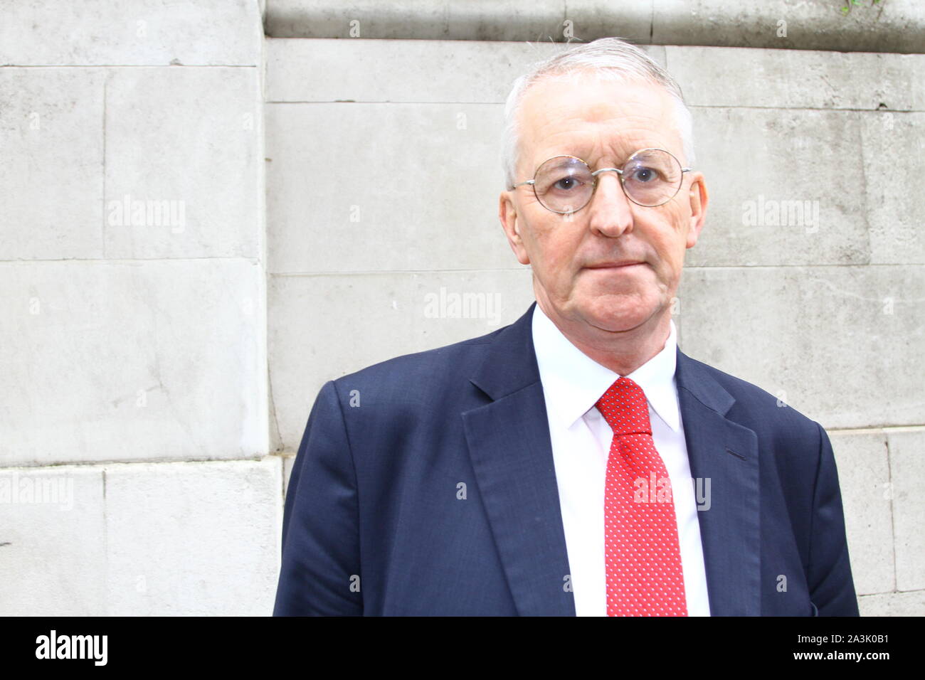 Hilary Benn MP on the streets of Westminster on 8th October 2019. The Ben Act. Stop no deal Brexit Act. Member of Parliament for Leeds central. Hilary James Wedgwood Benn. Famous politicians. Russell Moore portfolio page. Stock Photo