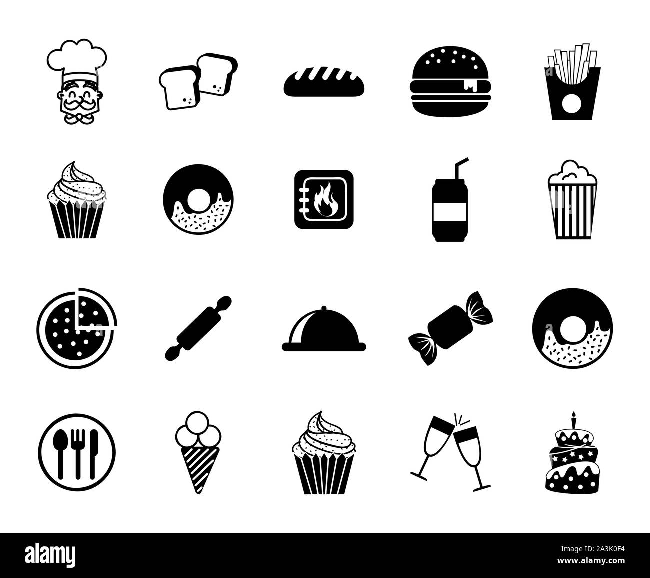 Food and drinks icon set pack vector design Stock Vector Image & Art